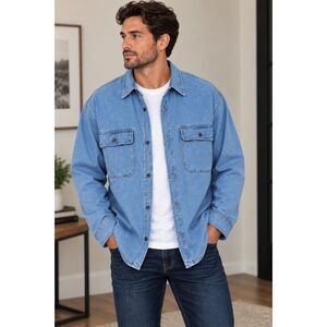 Men's Light Wash Denim Shacket